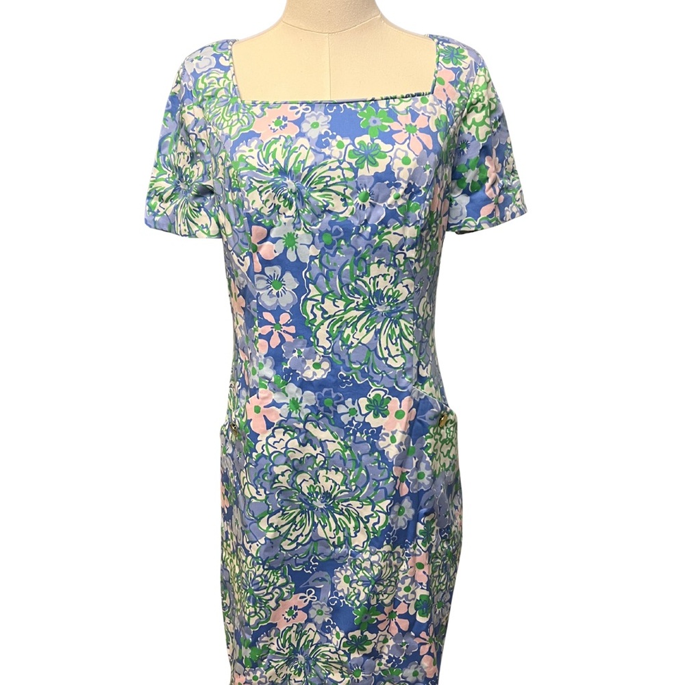 Lilly Pulitzer Blue and Green Floral Mini Dress